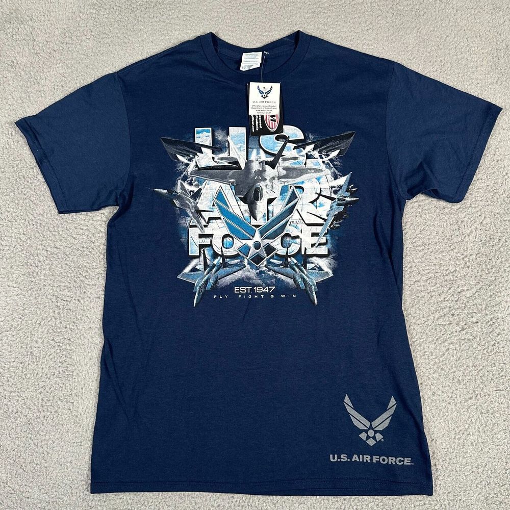 US Air Force Shirt Adult Medium Blue‎ Plane Jet United States Military Graphic
